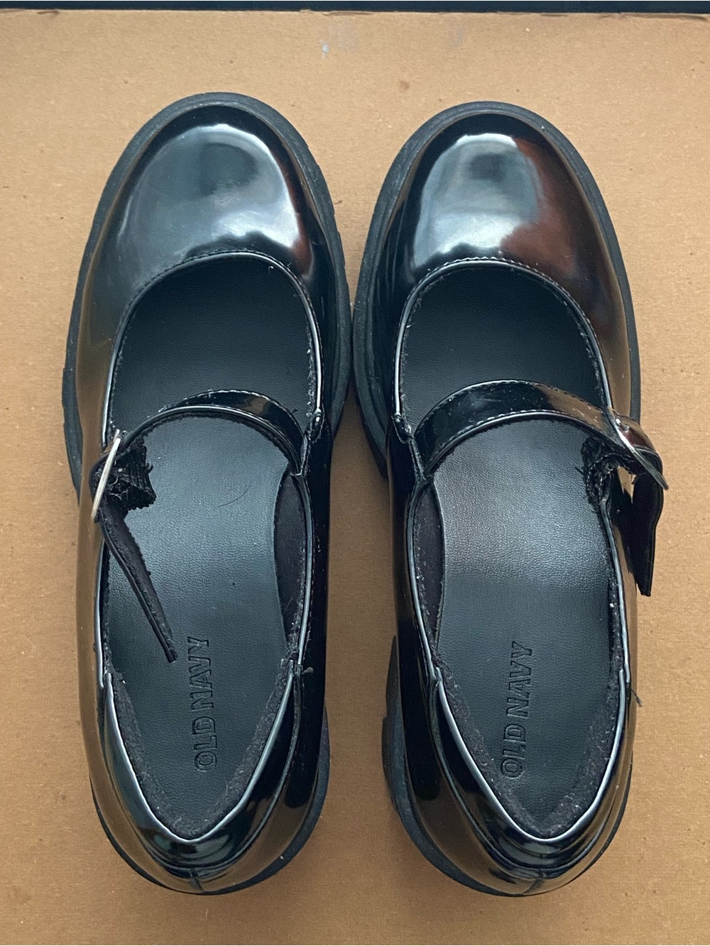 Old Navy Black Patent Mary Jane Flats with Buckle Strap
